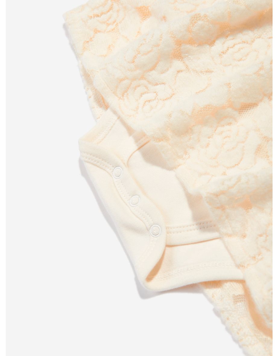 Baby Girls Body With Lace Skirt in Ivory - 3