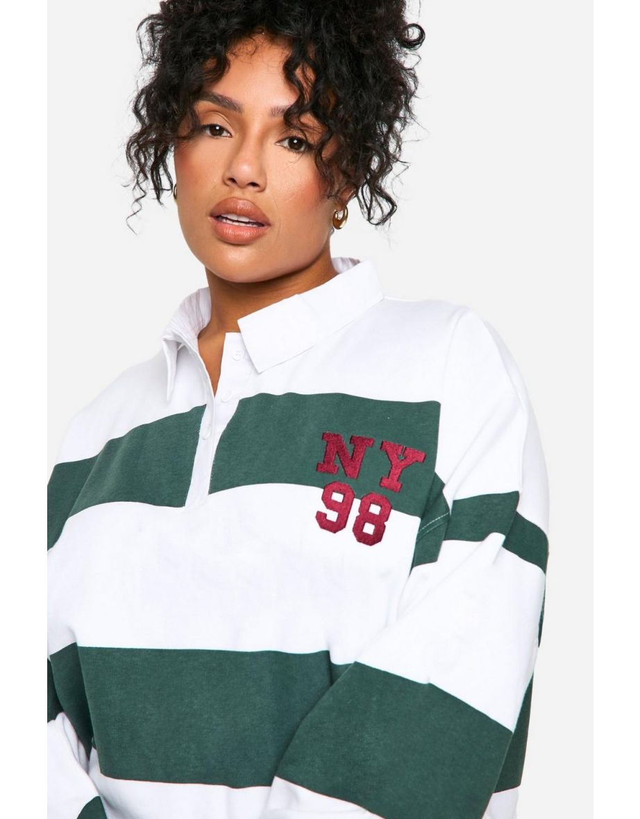Plus NY STRIPE COLLARED RUGBY SHIRT - forest - 3
