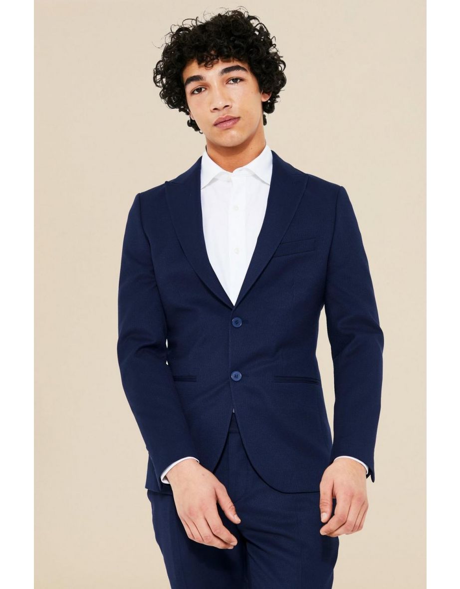 Navy seersucker online blazer