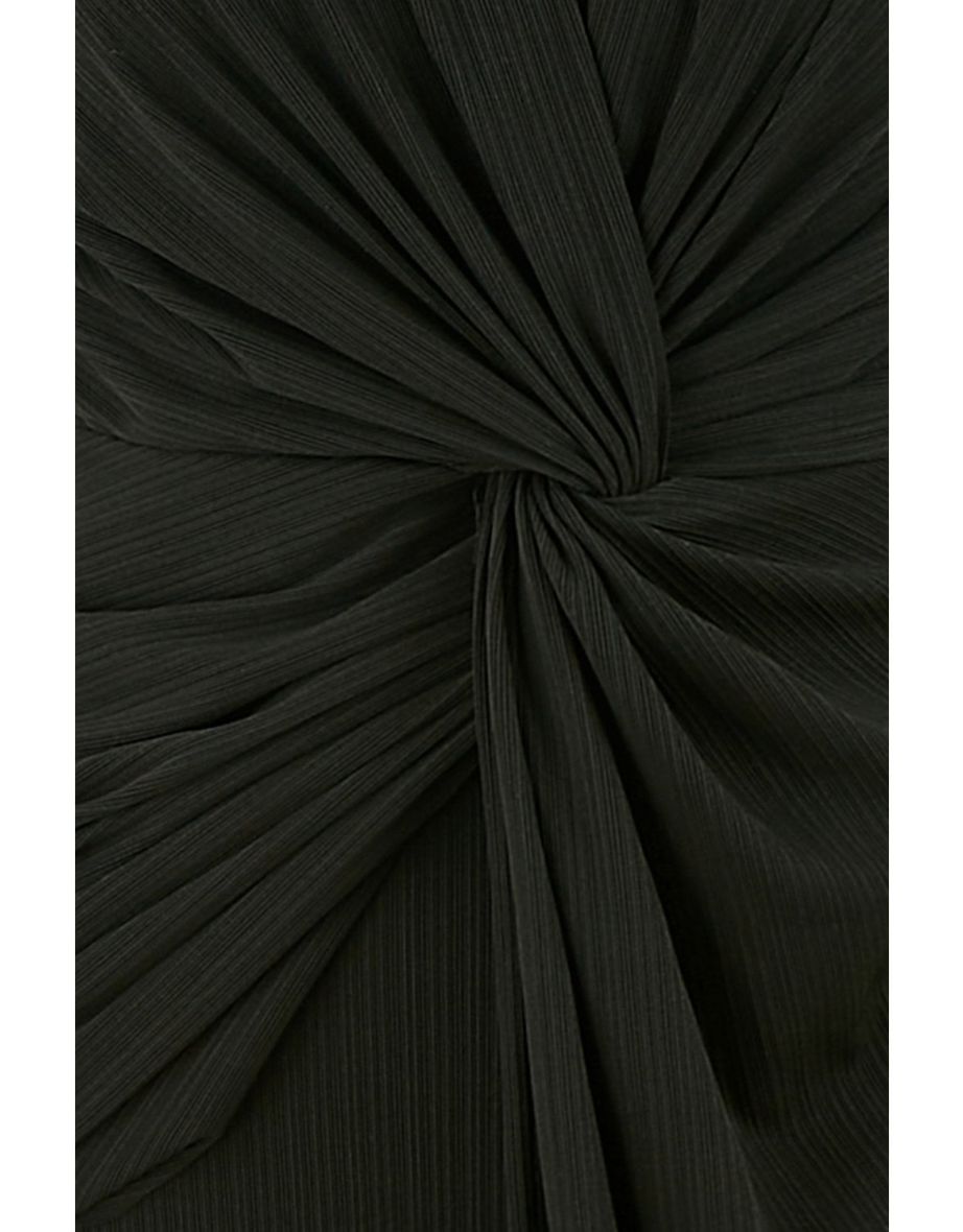 Yumi Black Midi Fitted Stretch Dress With Knot Detail - 6