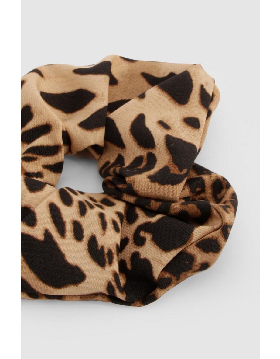 Leopard Print Satin Scrunchie - leopard - 1