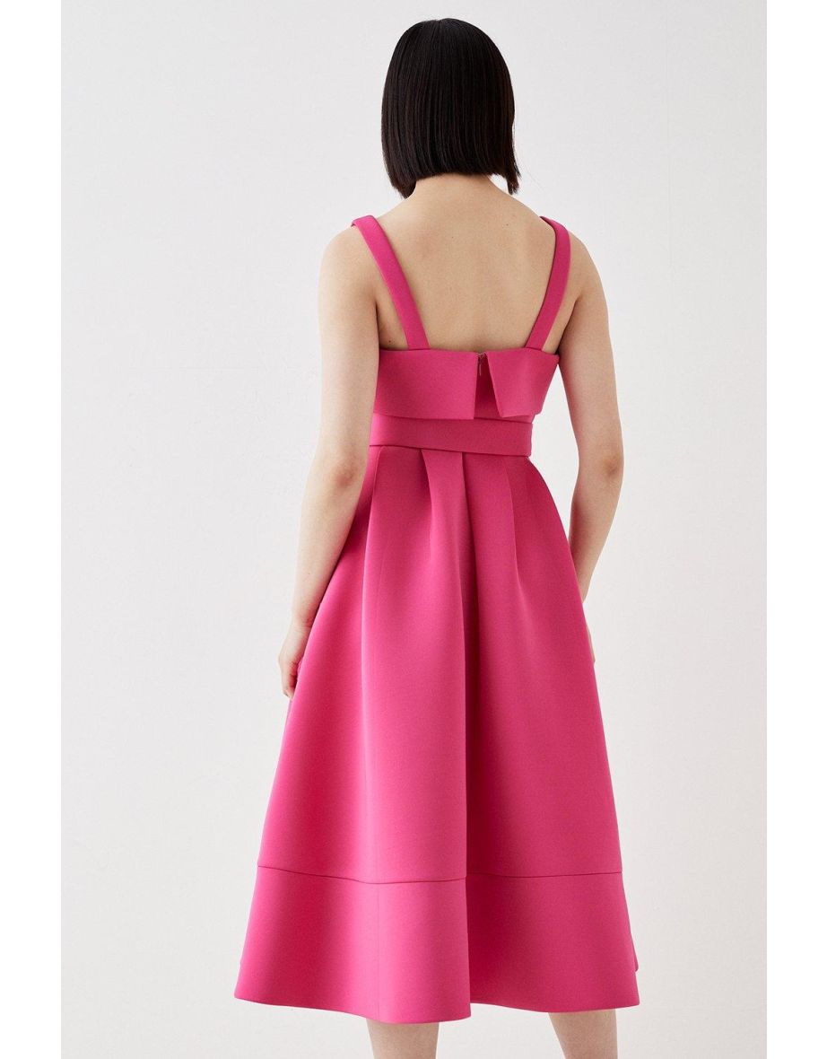 Cami Top Full Skirt Scuba Midi Dress - 2