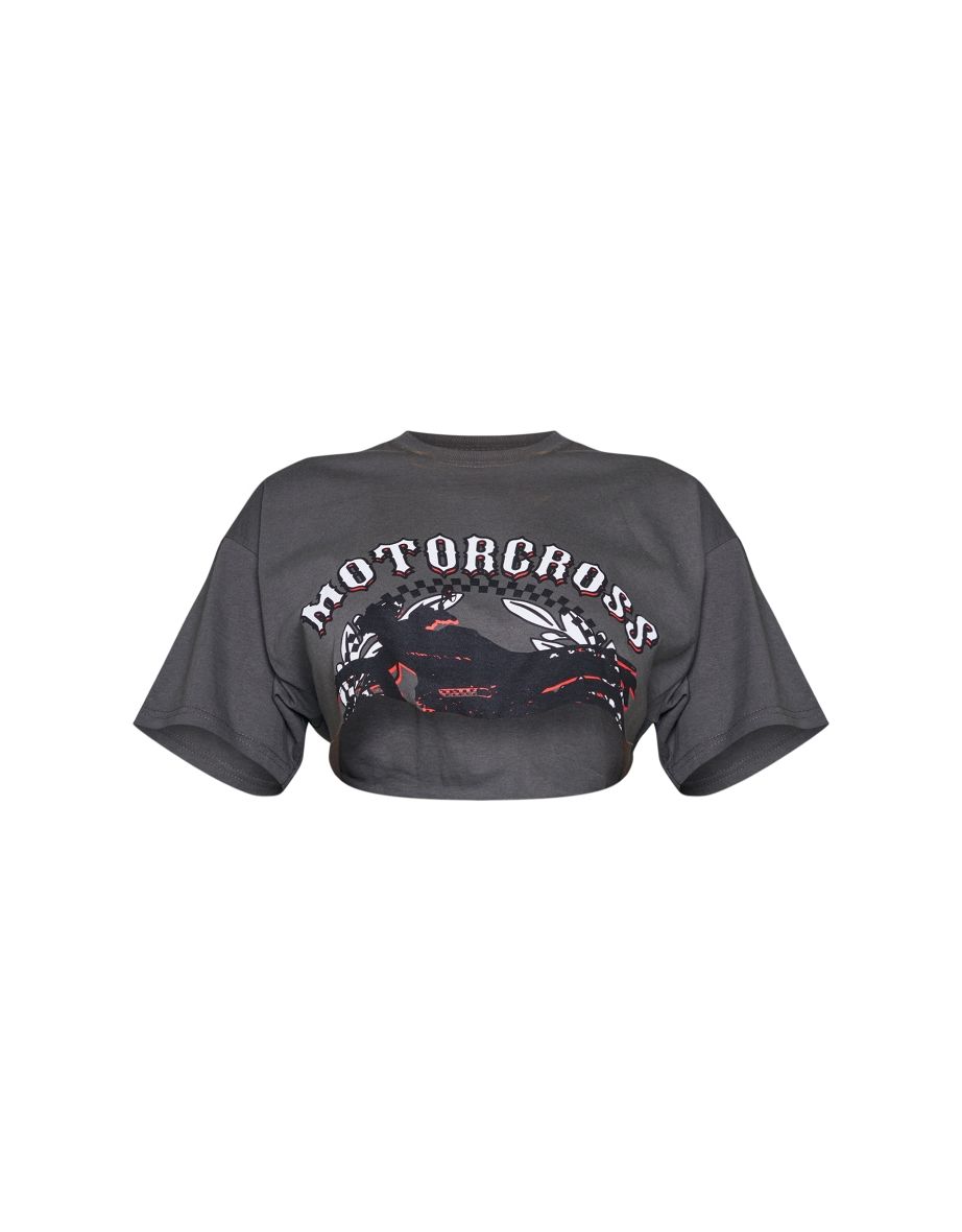 Petite Charcoal Graphic Cropped T Shirt - 4