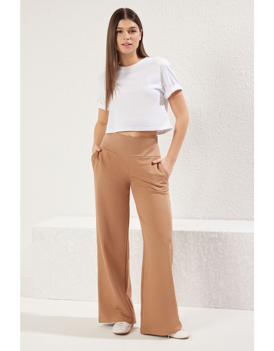 Stone Thin Extra High Waist Wide Leg/Wide Cut Trousers