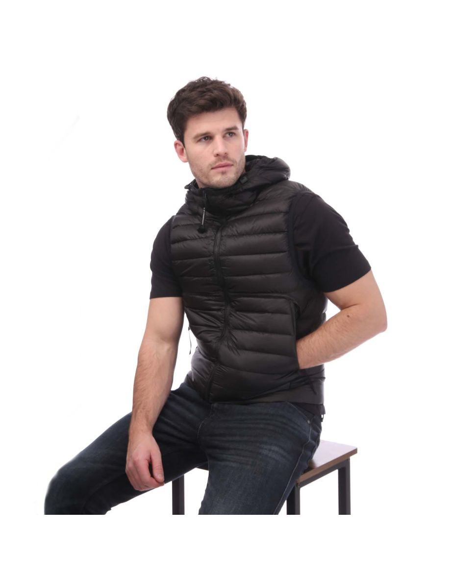 Men's C.P. Company D.D. Shell Goggle Down Vest in Black - 3