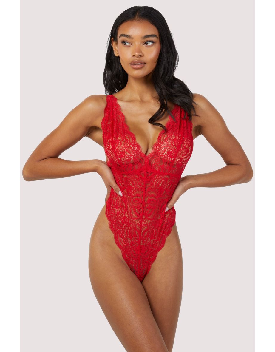 Ariana Red Lace Plunge Body
