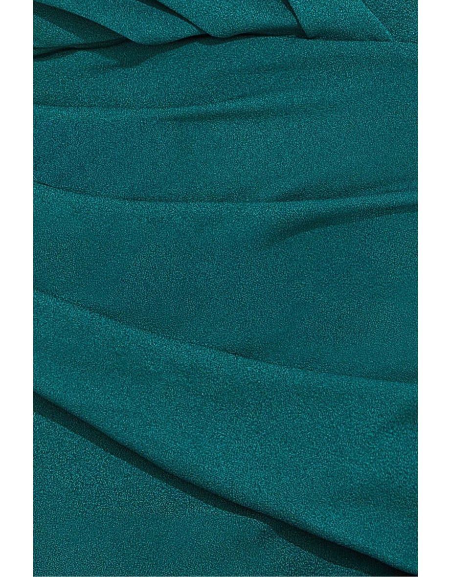 Goddiva Bardot Pleated Maxi Dress - Emerald Green - 3