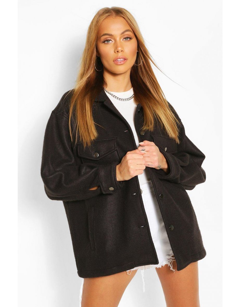 Soft Touch Oversized Shacket - black