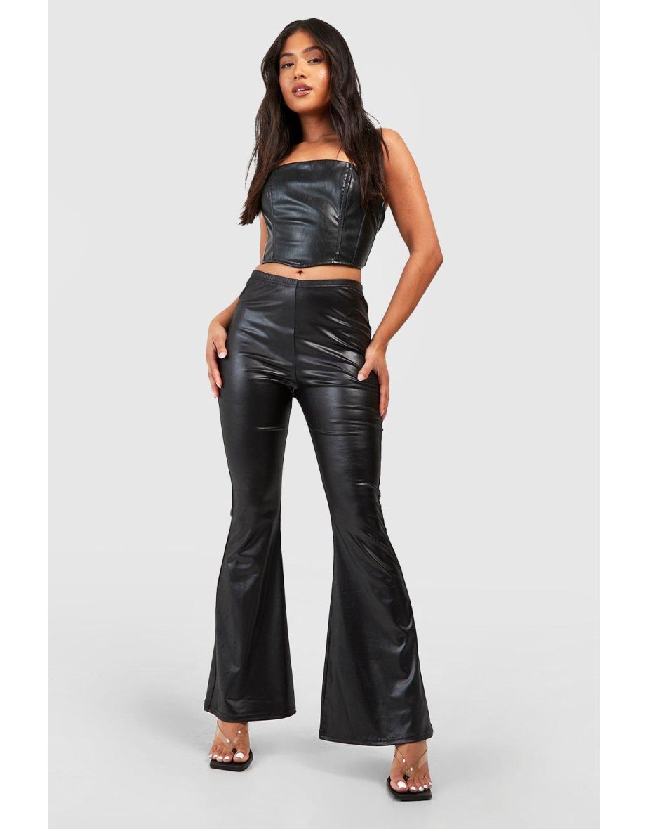 Petite wet clearance look trousers