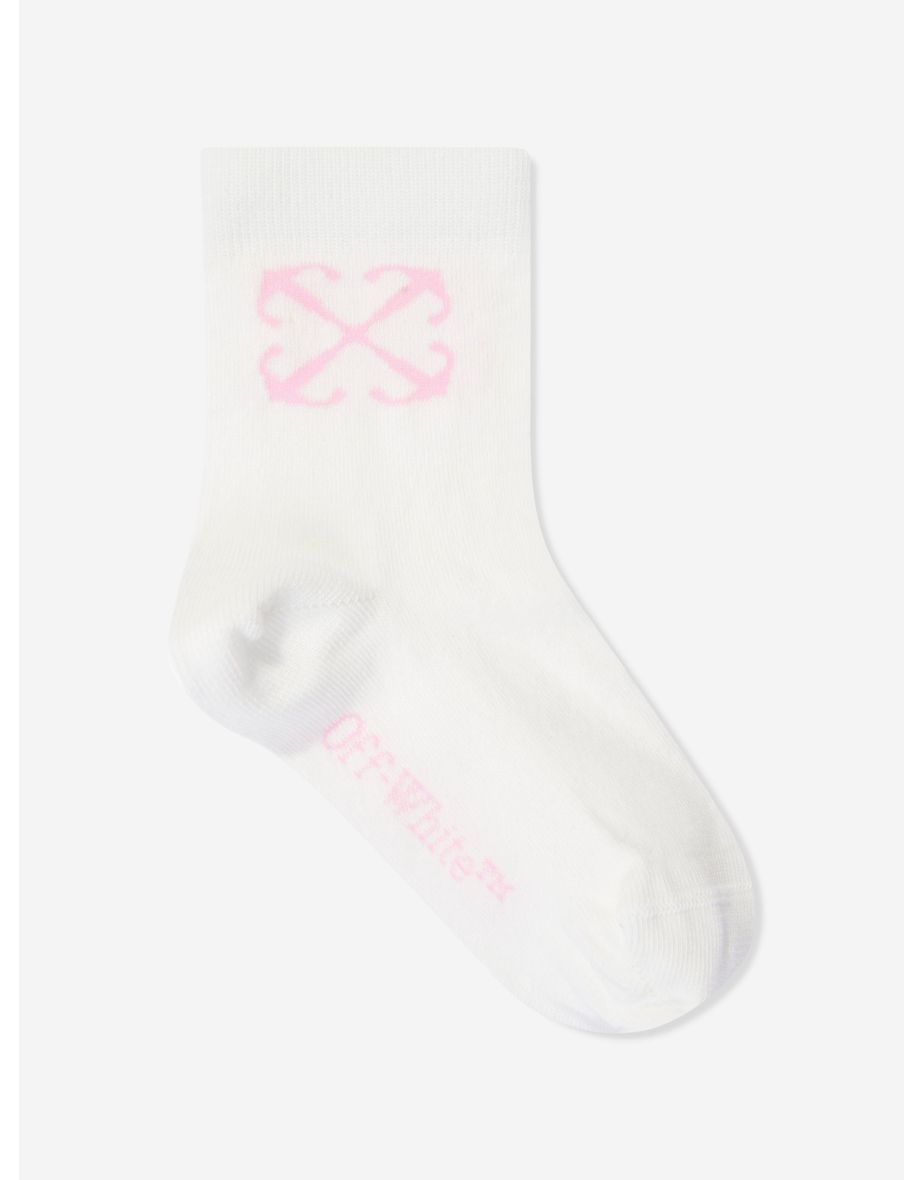 Girls Arrow Mid High Socks in White