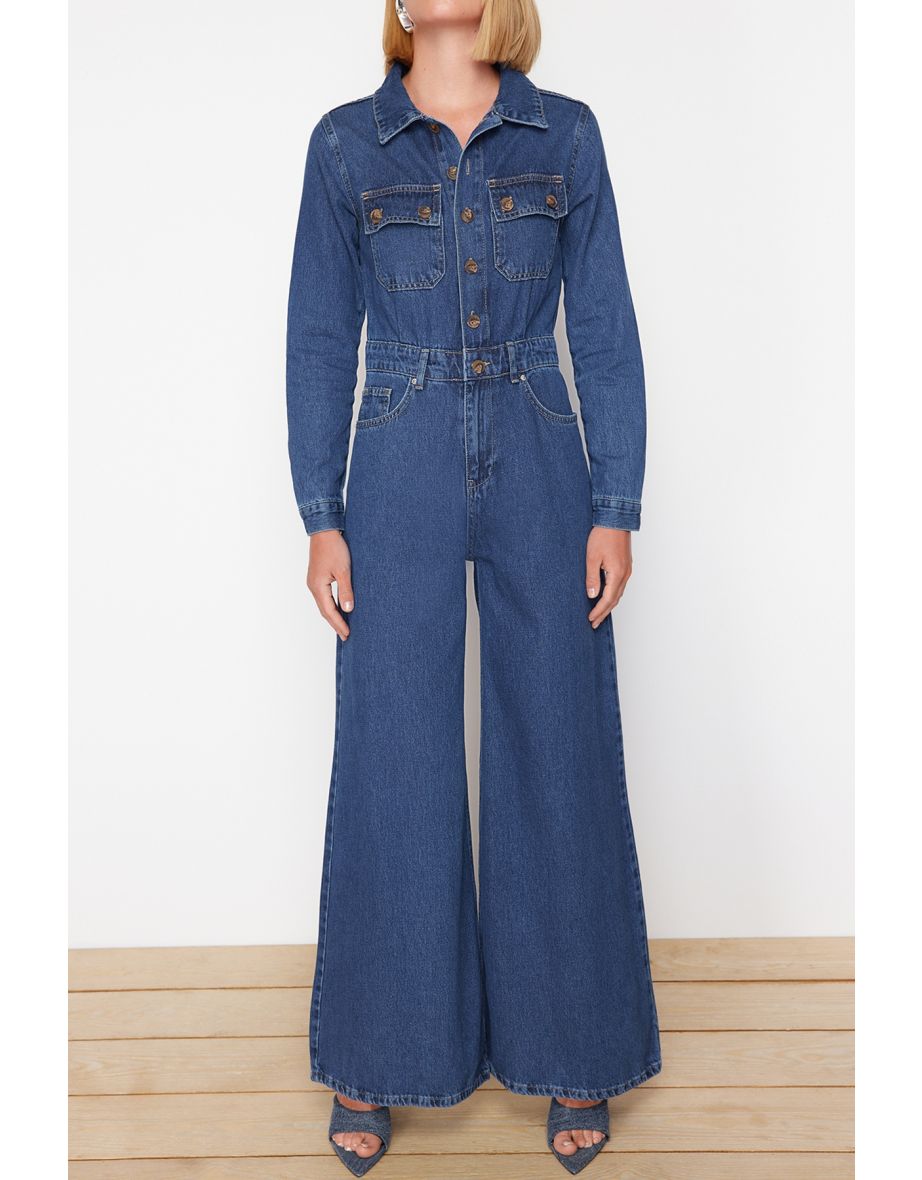 Dark Blue Denim Overalls - 11