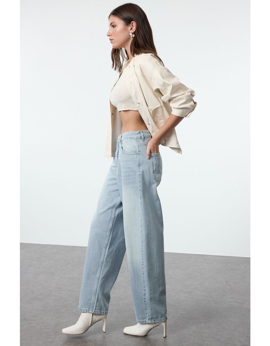 Light Blue Low Waist Skater Jeans - 4