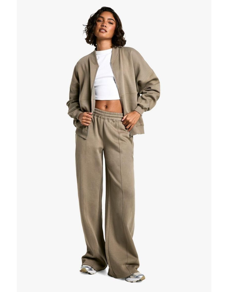 Tall Zip Through Bomber Straight Leg Tracksuit - khaki