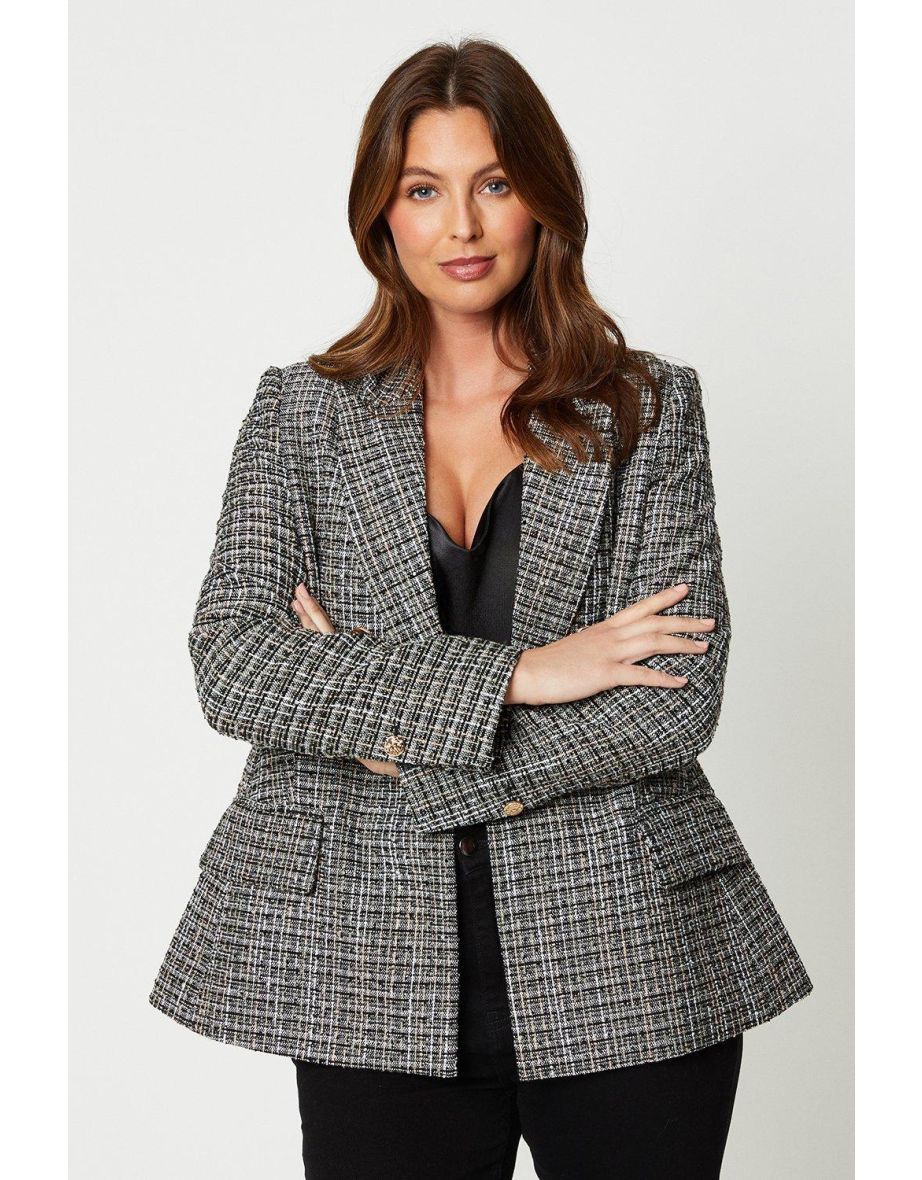Boucle Tweed Double Breasted Blazer