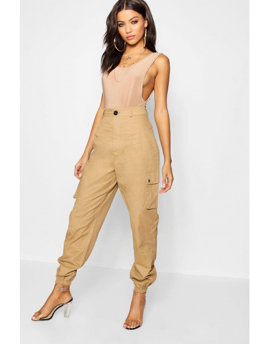 Woven Pocket Cargo Trousers - sand