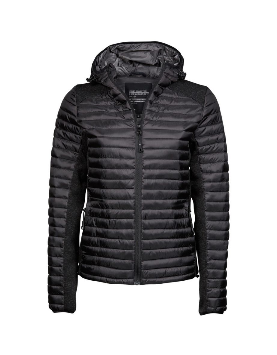 Tee Jays Womens/Ladies Aspen Crossover Jacket - Jet Black/Black Melange