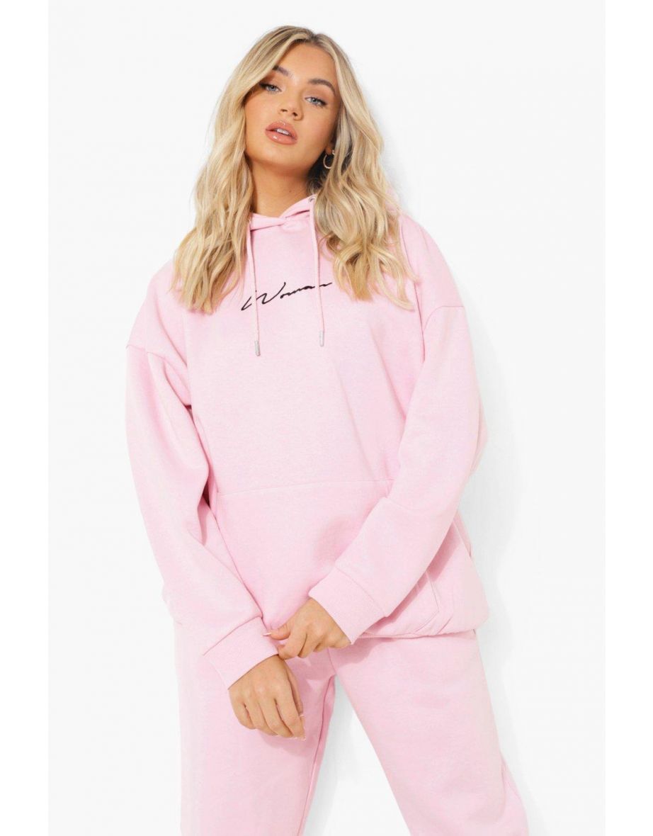 Woman Signature Oversized Hoodie - pale pink - 3
