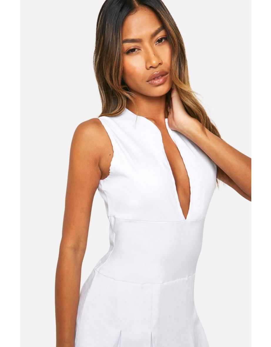 Mini Tennis Skort Playsuit - white - 3