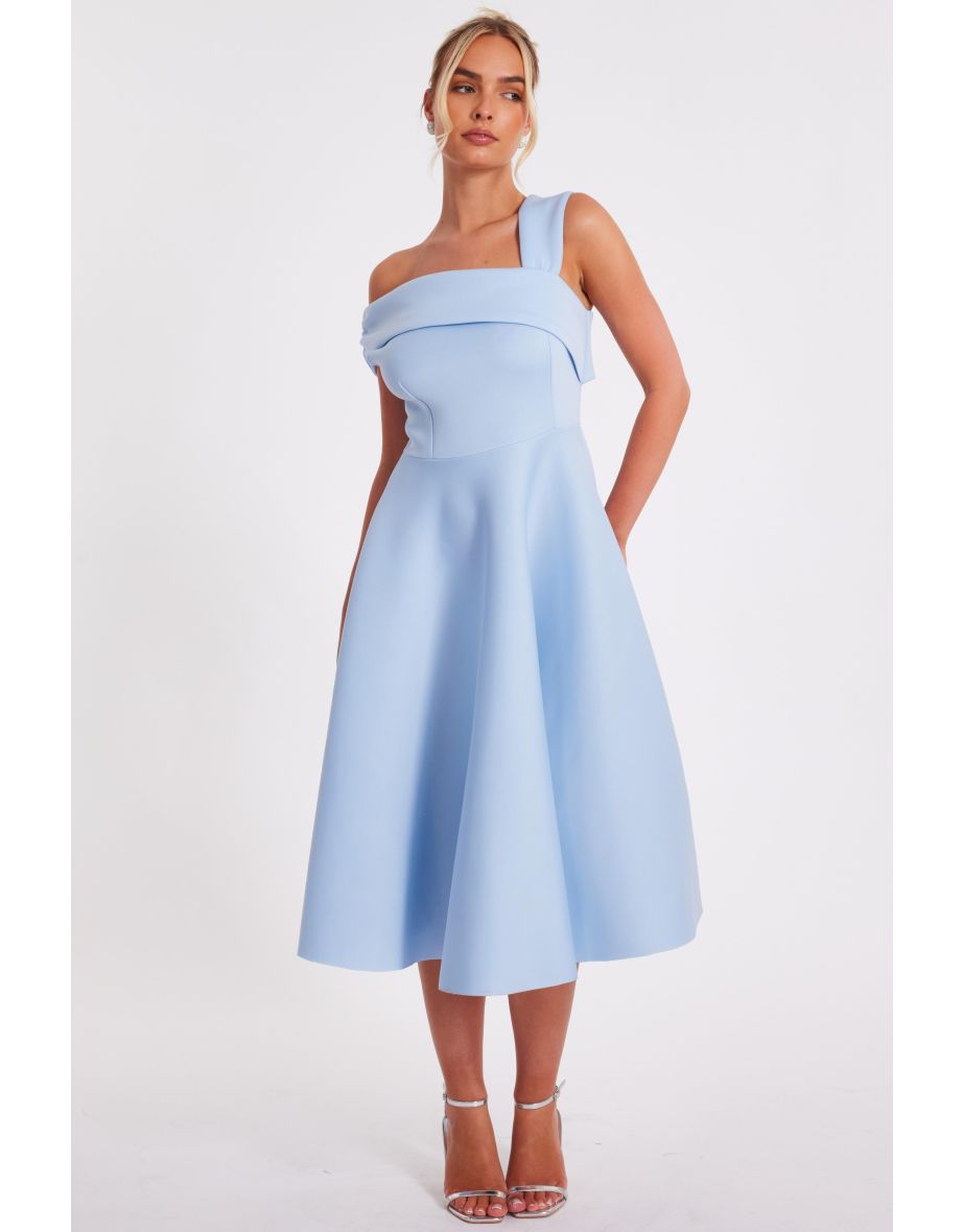 Blue Asymmetric Midi Dress