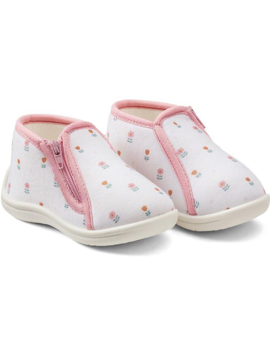 Kids' Zip-Up Slippers in Floral Print