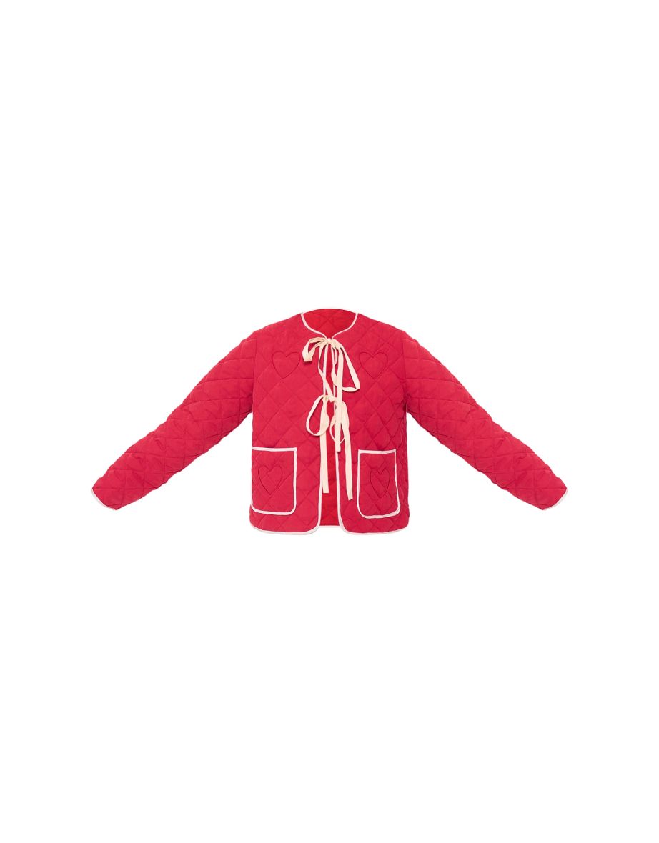 Red Quilted Stitch Detail Lightweight Jacket - 4
