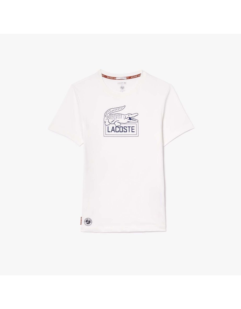 Men's Lacoste Sport Roland-Garros Edition Ultra Dry Tennis T-Shirt in White