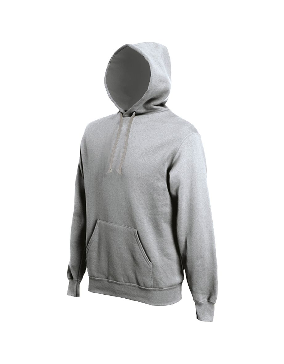 Kariban Mens Heavy Contrast Hooded Sweatshirt / Hoodie - Oxford Grey