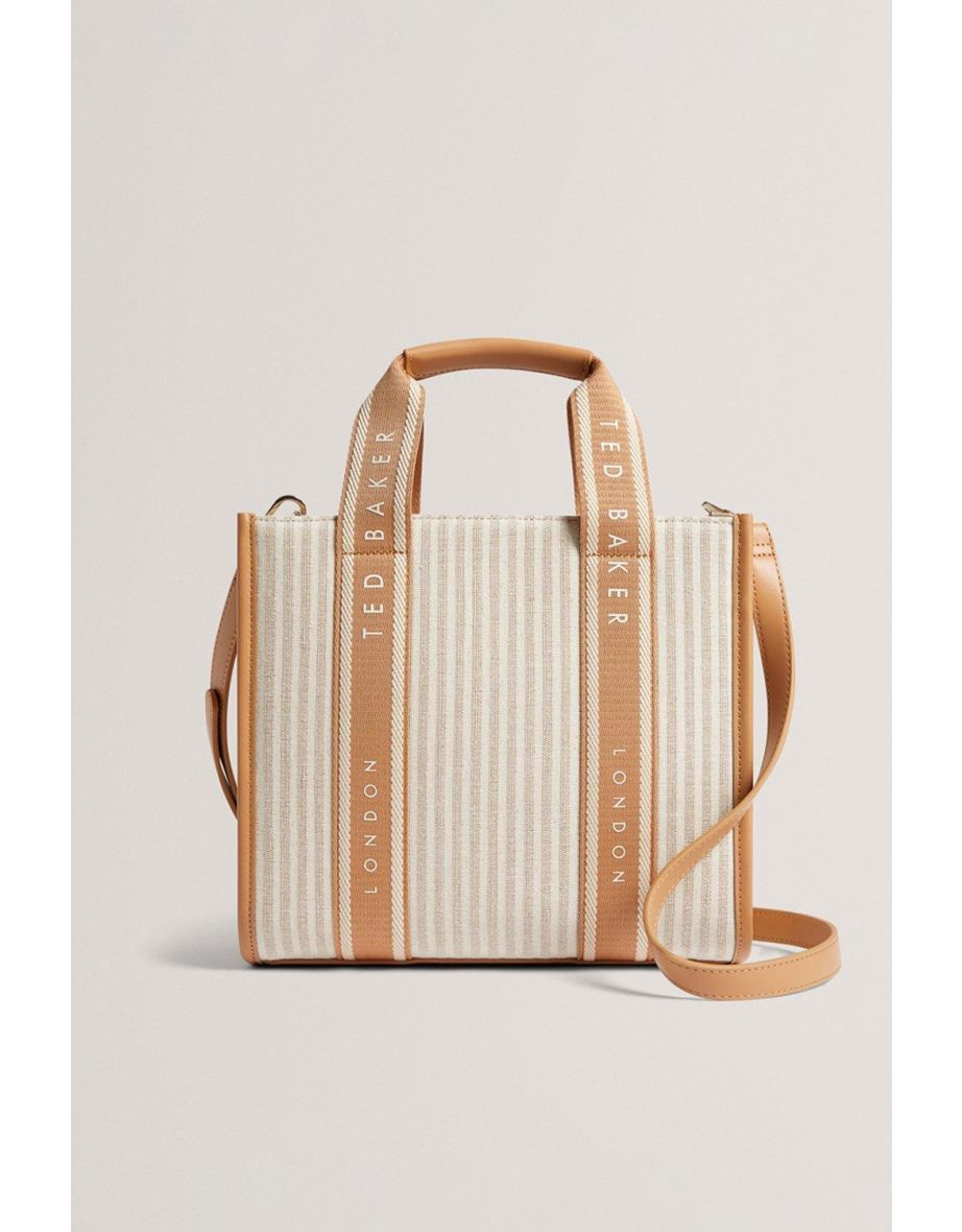 HARLLEE Striped Canvas Small Webbing Cross Body Bag Natural