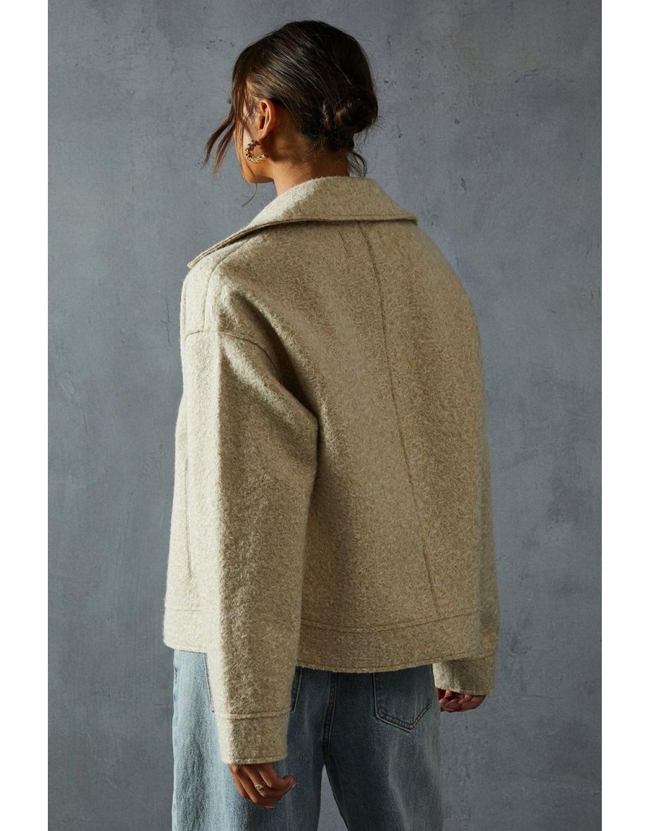 Wool Look Biker Jacket - 3
