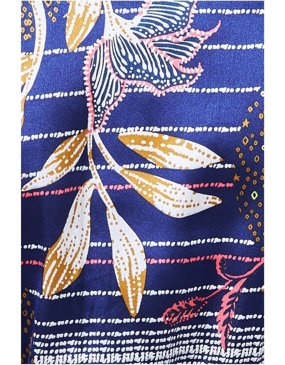 Goddiva Printed Satin Kimono - Navy - 4