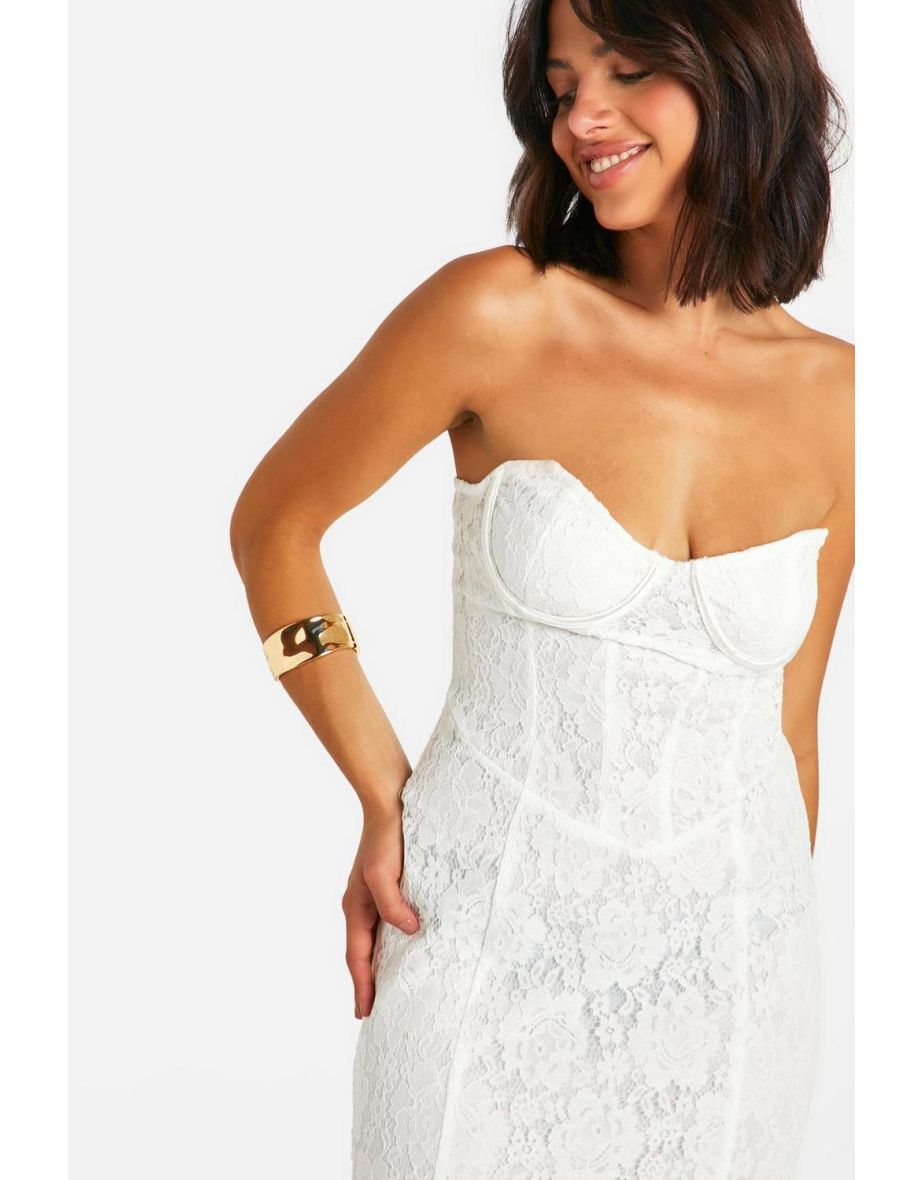 Lace Corset Maxi Dress - white - 3