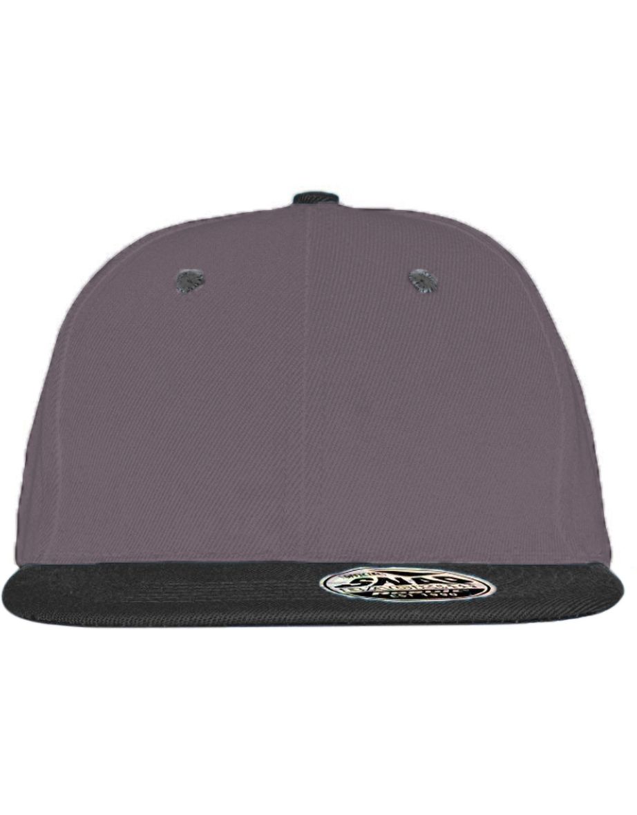 Result Unisex Core Bronx Original Flat Peak Snapback Dual Colour Cap - Heather Grey/Black - 1