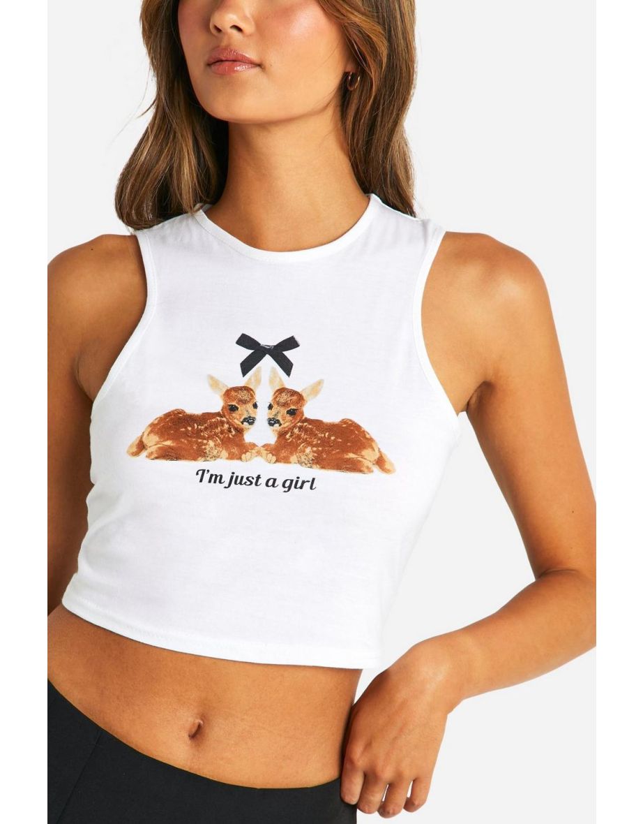 Im Just A Girl Slogan Tank Top - white - 3