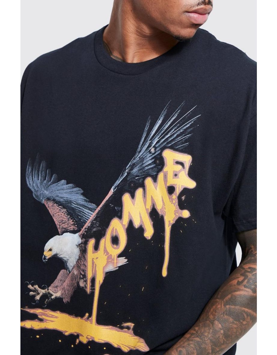 Drip Homme Eagle Graphic T-shirt - black - 2