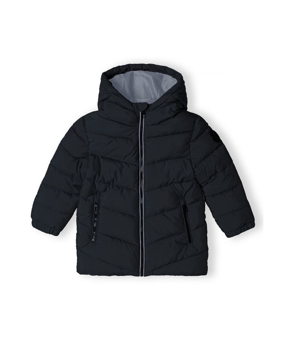Boys Padded Jacket With Hood And Contrast Lining