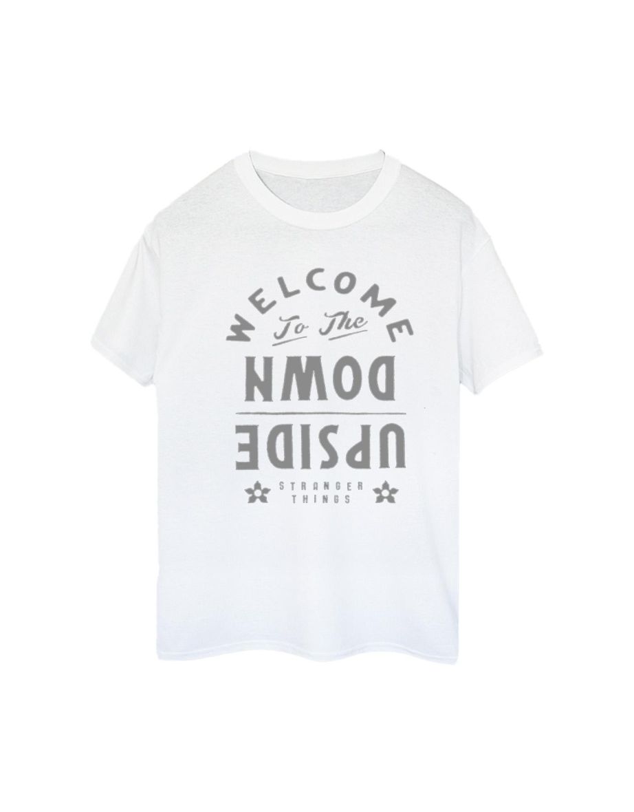 Netflix Womens/Ladies Stranger Things Welcome To Upside Down Cotton Boyfriend T-Shirt - White - 1