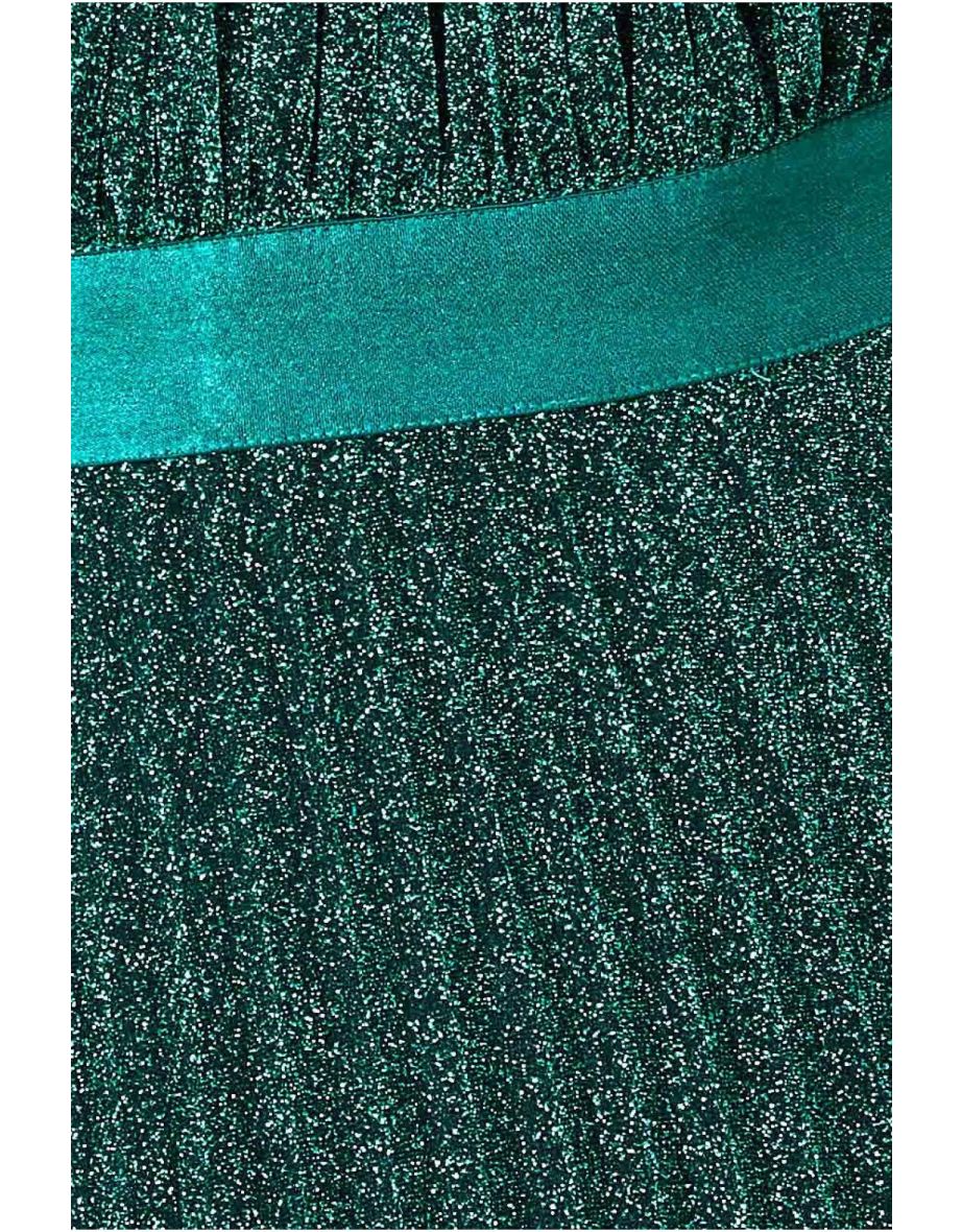 Goddiva Lurex Halterneck Pleated Maxi Dress - Emerald - 3
