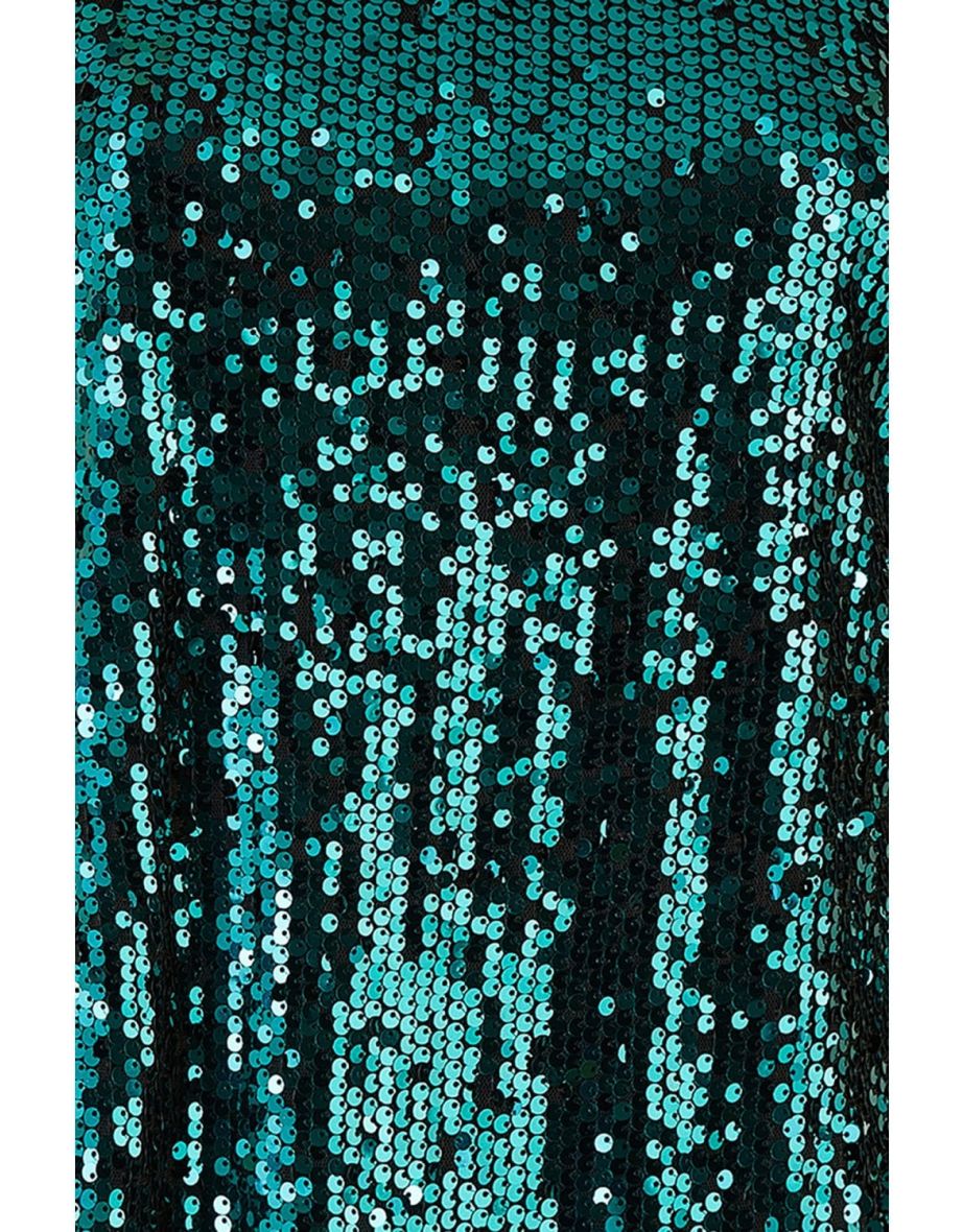 Yumi Green Sequin Tunic Dress With Balloon Sleeves - 4