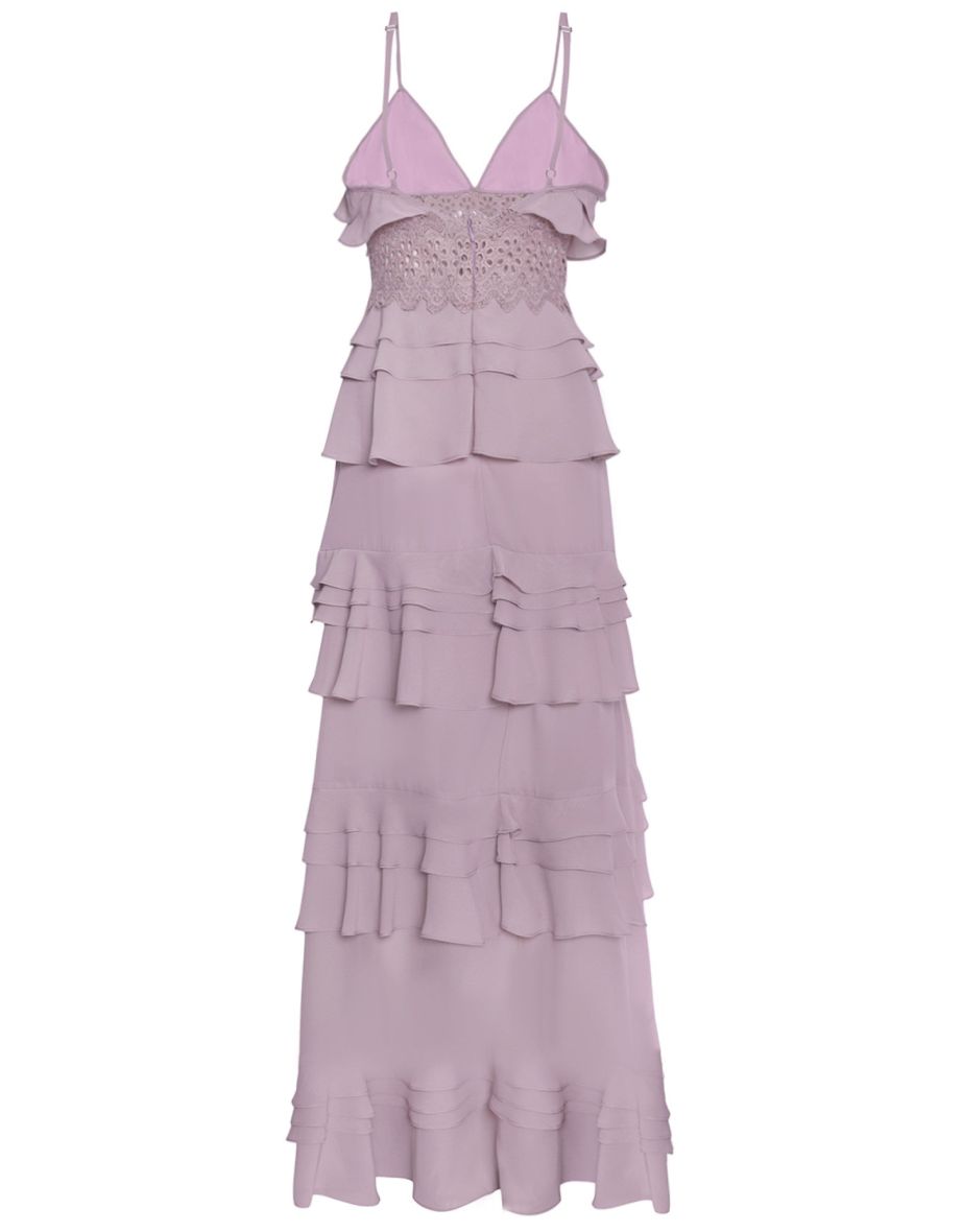Sophia Dusty Lilac Plunge Front Tiered Ruffle Maxi-Dress - 3