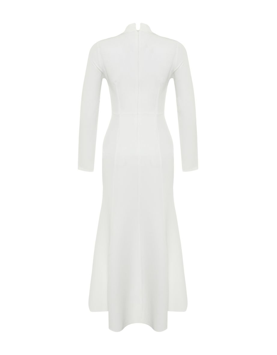 White Bridal/Wedding Special Day Woven Evening Dress - 7