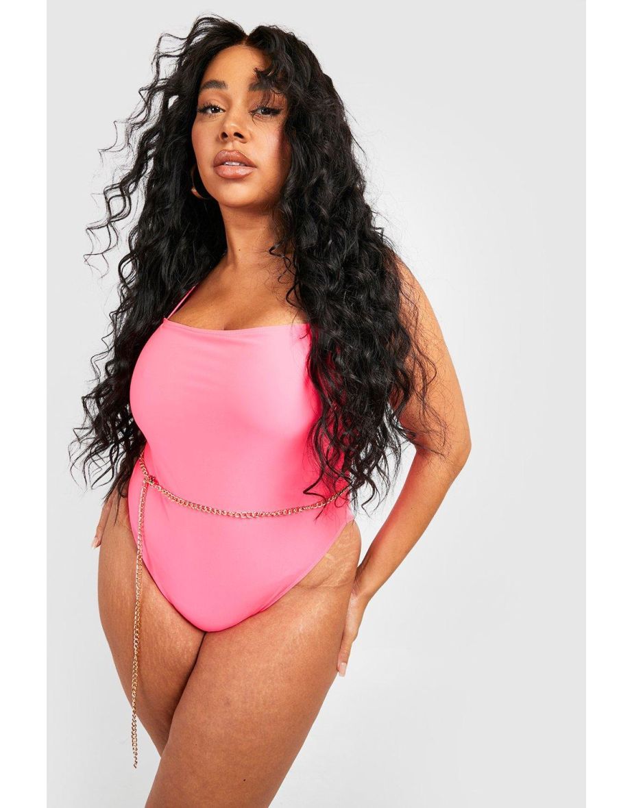 Hot pink plus size swimsuits best sale