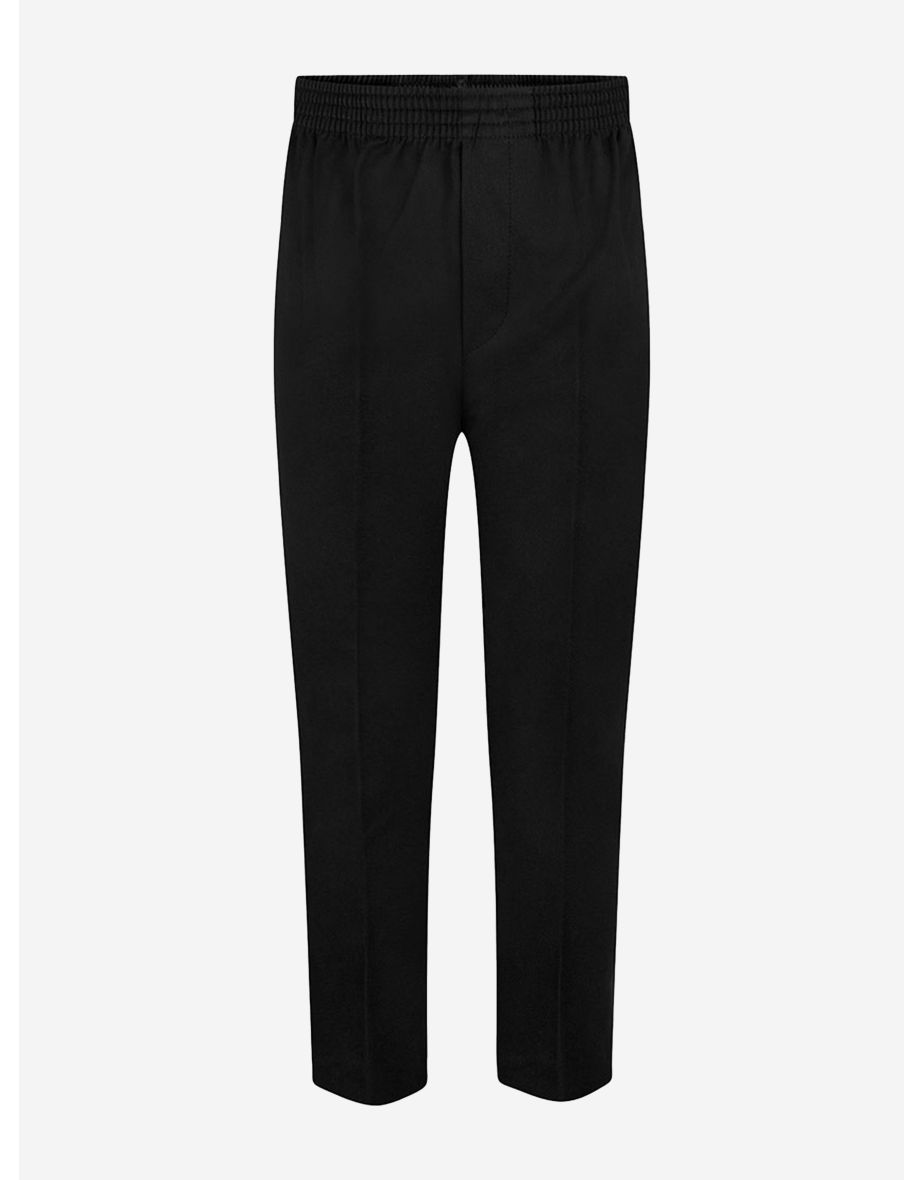 Boys School Full Elastic Pull Up Trousers in Black