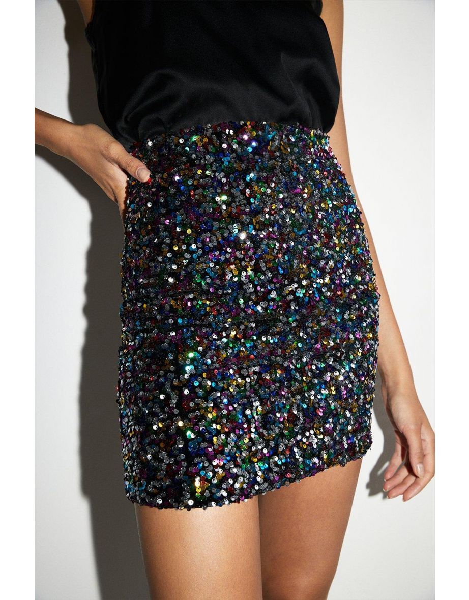 Warehouse velvet shop sequin mini skirt