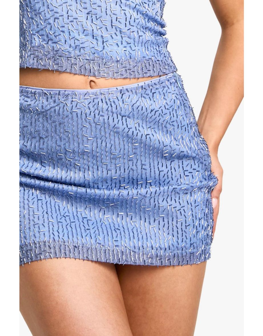 Sequin Micro Mini Skirt - blue - 3