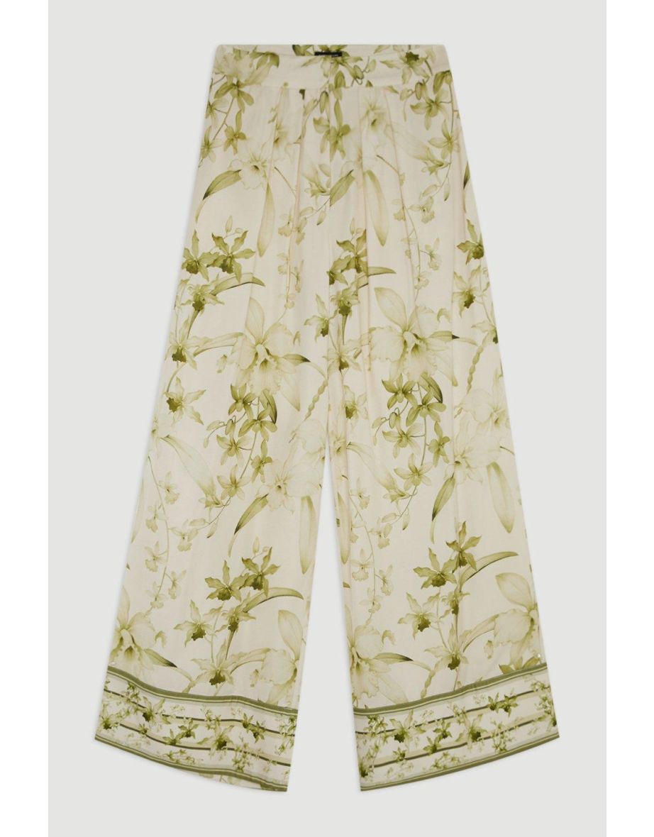 Lydia Millen Floral Botanic Printed Linen Woven Trousers - 3