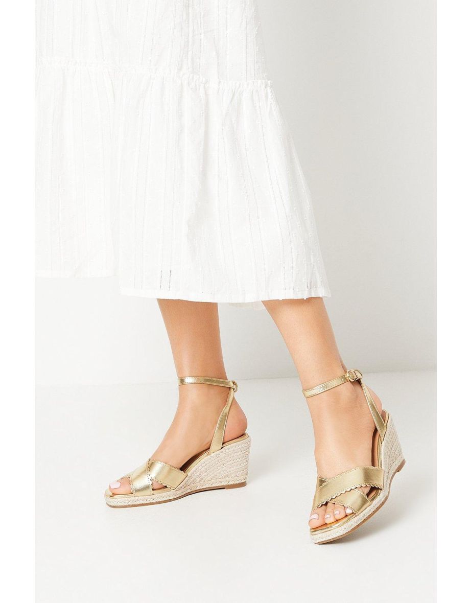 Shop Georgiana Scalloped Cross Strap Espadrille Wedges Online in Oman VogaCloset