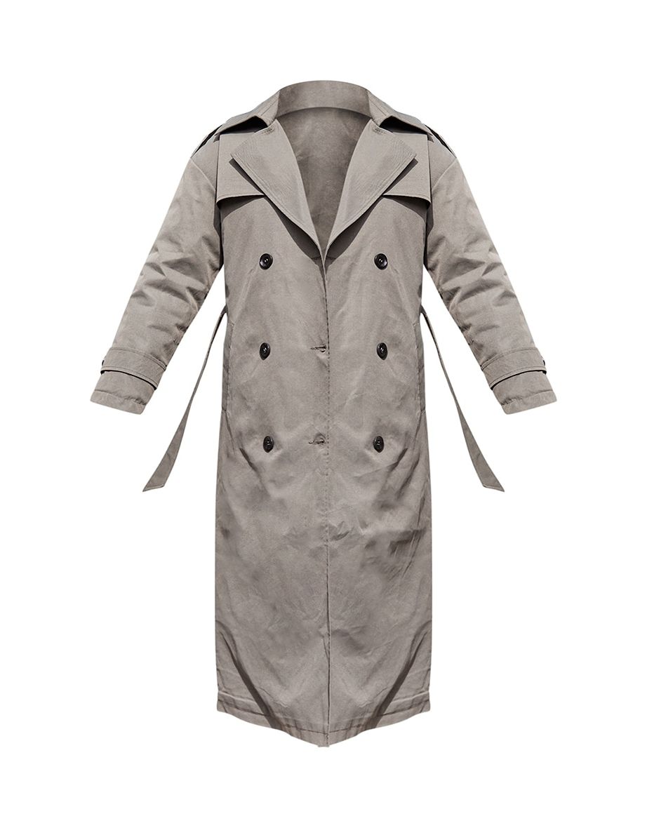 Sage Green Woven Quilted Lining Trench Coat - 4