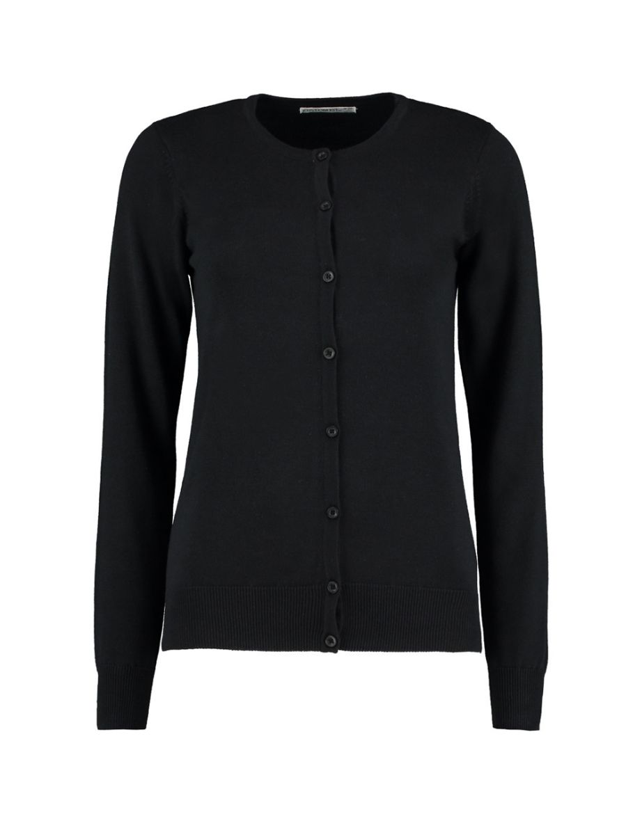 Kustom Kit Womens Round Neck Cardigan / Ladies Knitwear - Black - 1
