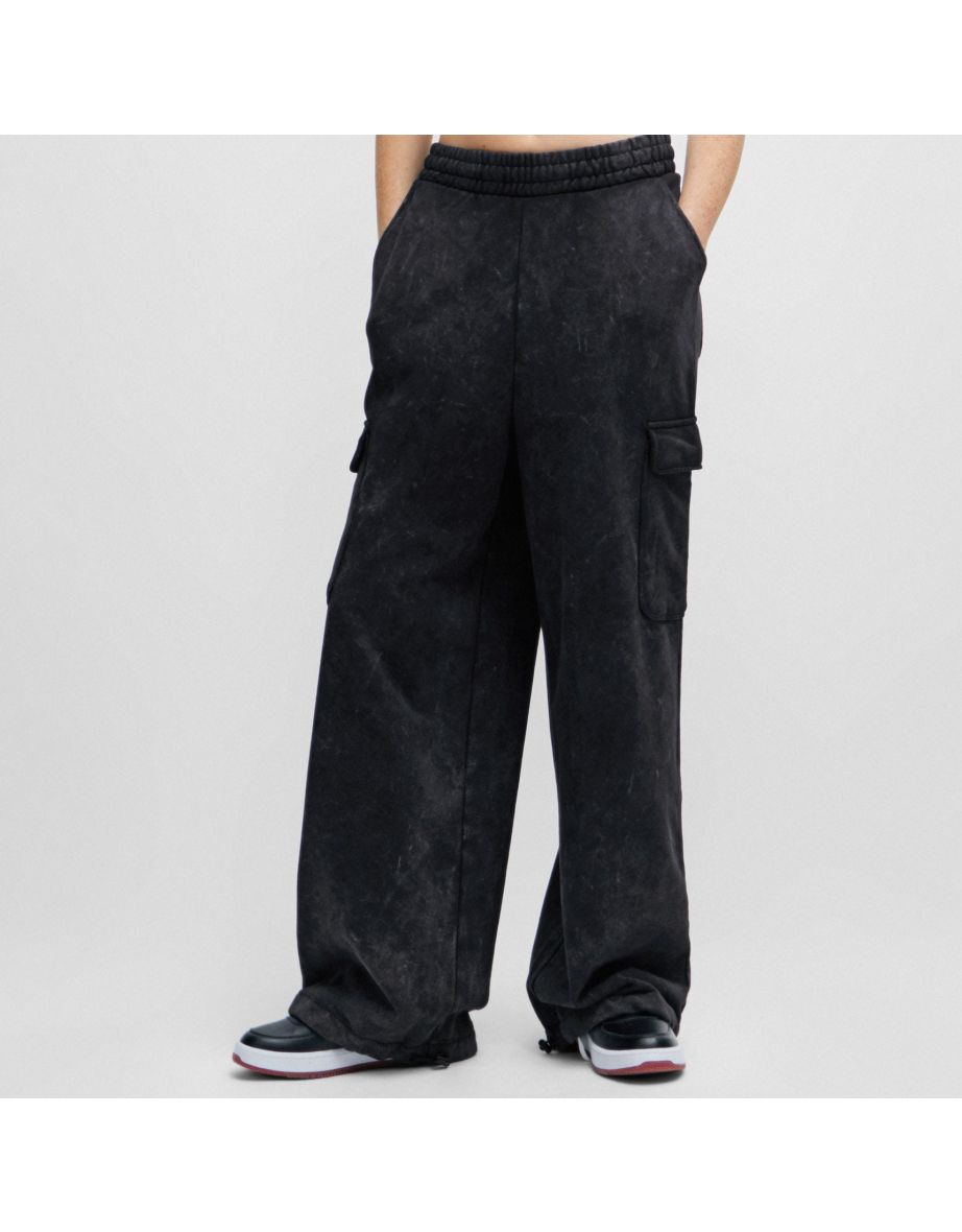 Women's Hugo Boss Naritima Relxaed-Fit Cargo Tracksuit Bottoms in Black