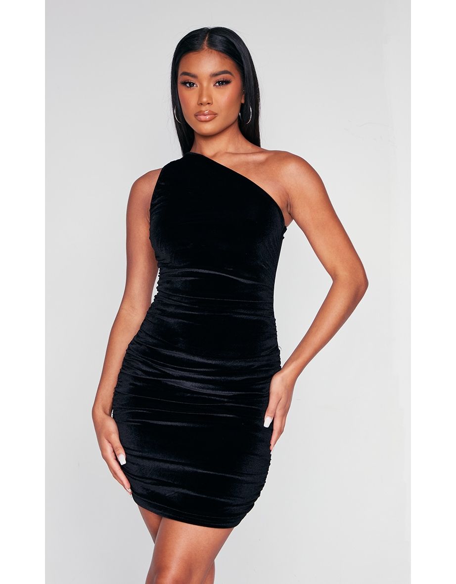 One shoulder ruched hotsell design bodycon dress